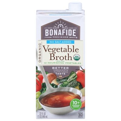 Bonafide Provisions Vegetable Broth Organic No Salt Added Og2 6/32 OZ [UNFI #2728699] [ebt]