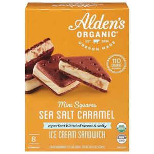 Aldens Organic Ice Cream Sandwich Sea Salt Caramel Mini Squares Og2 12/8/2 OZ [UNFI #2399020] [ebt]
