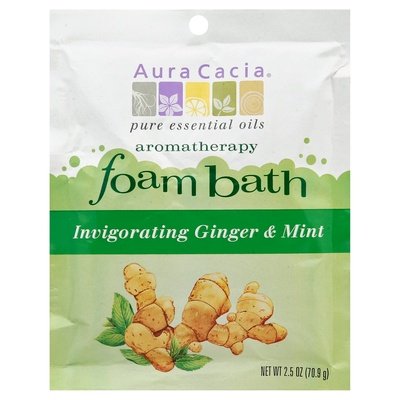 Aura Cacia Foam Bath Aromatherapy Invigorating Ginger & Mint 6/2.5 OZ [UNFI-CARLISLE #682369] T