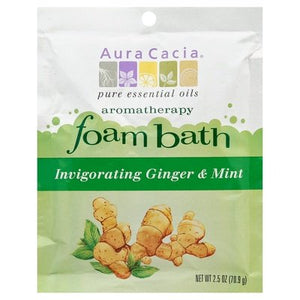 Aura Cacia Foam Bath Aromatherapy Invigorating Ginger & Mint 6/2.5 OZ [UNFI-CARLISLE #682369] T