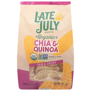 Late July Snacks Tortilla Chips Organic Chia & Quinoa Thin & Crispy Og2 9/10.1 oz [UNFI #2805182 ] [ebt]