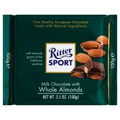 Ritter Milk Chocolate With Whole Almonds 11/3.5 OZ [UNFI-CARLISLE #175000] [ebt]
