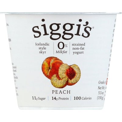 Siggis Yogurt Peach Fat Free 12/5.3 oz [UNFI #0613430 ] [ebt]