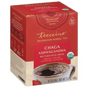 Teeccino Herbal Tea Chaga Ashwagandha Tea Bags Og2 6/10 BAG [UNFI #2658565] [ebt]