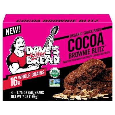 Daves Killer Bread Snack Bars Organic Cocoa Brownie Blitz Og2 6/4/1.75 Z [UNFI #2800787] [ebt]