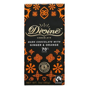 Divine Chocolate Dark Chocolate With Ginger & Orange 12/3 OZ [UNFI-CARLISLE #2398675] [ebt]
