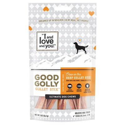 I And Love And You Dog Treats Holistic Beef Good Golly Gullet Stix 5 Pack 6/2 OZ [UNFI #01739283]