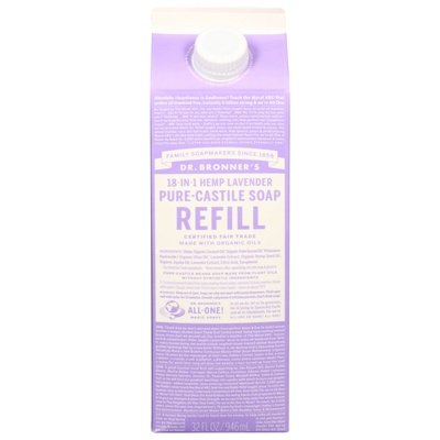 Dr Bronners Soap Pure-Castile Hemp Lavender 18-In-1 Refill 32 OZ [UNFI #3004405] T