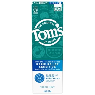 Toms Of Maine Toothpaste Flouride-Free Fresh Mint Rapid Relief Sensitive 6/4 OZ [UNFI-CARLISLE #1776871] T