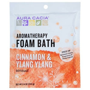 Aura Cacia Foam Bath Aromatherapy Cinnamon & Ylang Ylang Sensual 6/2.5 OZ [UNFI-CARLISLE #682336] T