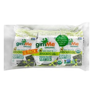 Gimme Seaweed Premium Roasted Sea Salt & Avocado Oil 6 Pack Og2 8/6/.16 OZ [UNFI #2579613] [ebt]