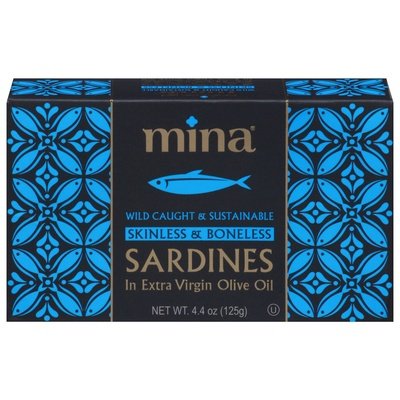 Mina Sardines In Extra Virgin Olive Oil Skinless & Boneless 12/4.4 OZ [UNFI #2822641] [ebt]