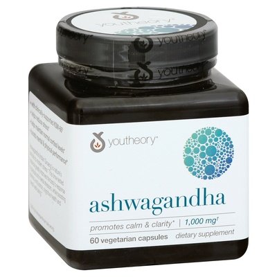 Youtheory Ashwagandha Vegetarian Capsules 1/60 CT [UNFI-CARLISLE #2422319] [ebt]
