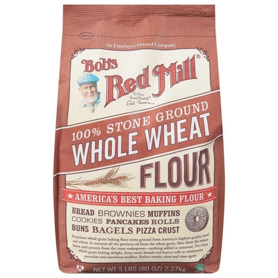 Bobs Red Mill Flour Whole Wheat 100% Stone Ground 8/5 LB [UNFI #3080819 ] [ebt]
