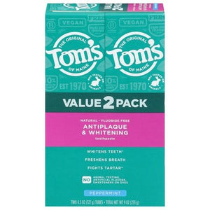 Toms Of Maine Antiplaque & Whitening Toothpaste Peppermint Value 2 Pack 1/9 OZ [UNFI-CARLISLE #3037736] T
