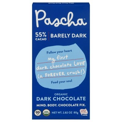 Pascha Dark Chocolate Organic Barely Dark 55% Cacao Og2 10/2.82 OZ [UNFI-CARLISLE #2343408] [ebt]