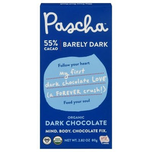 Pascha Dark Chocolate Organic Barely Dark 55% Cacao Og2 10/2.82 OZ [UNFI-CARLISLE #2343408] [ebt]
