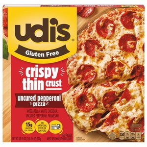 Udis Gluten Free Pizza Gluten Free Uncured Pepperoni Crispy Thin Crust 6/18.39 OZ [UNFI #2588606] [ebt]