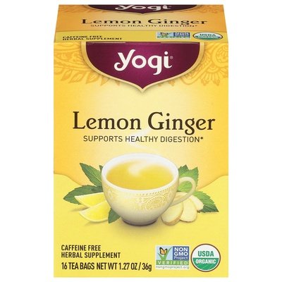 Yogi Herbal Supplement Lemon Ginger Caffeine Free Tea Bags Og3 6/16 BAG [UNFI #355156] [ebt]