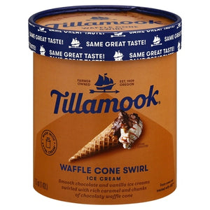 Tillamook Ice Cream Waffle Cone Swirl 6/1.5 QT [UNFI #2686145] [ebt]