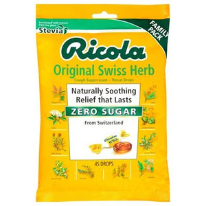 Ricola Cough Suppressant - Throat Drops Original Swiss Herb Zero Sugar Family Pack 6/45 CT [UNFI-CARLISLE #2342285] [ebt]