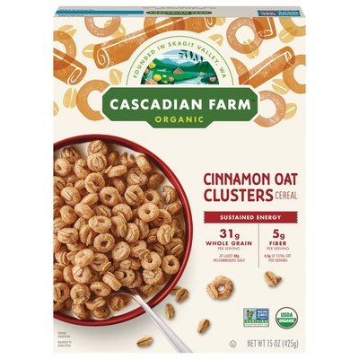 Cascadian Farm Cereal Organic Cinnamon Oat Clusters Og2 10/15 OZ [UNFI #3022811] [ebt]