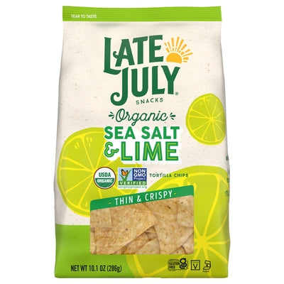 Late July Snacks Tortilla Chips Organic Sea Salt & Lime Thin & Crispy Og2 9/10.1 oz [UNFI #2805190 ] [ebt]