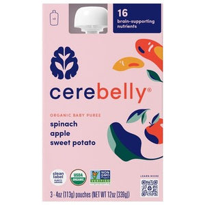 Cerebelly Baby Puree Organic Spinach Apple Sweet Potato Og2 6/3/4 OZ [UNFI #2802106] [ebt]