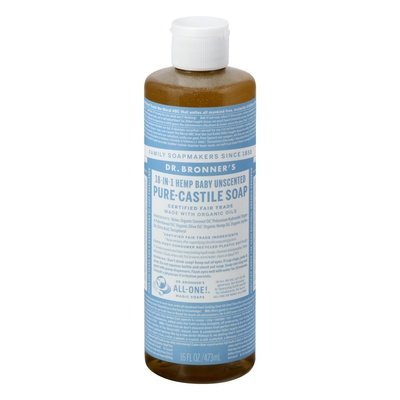 Dr Bronners Soap Pure-Castile 18-In-1 Hemp Baby Unscented Og3 1/16 OZ [UNFI-CARLISLE #997502] T