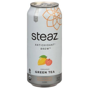Steaz Green Tea Organic Zero Calorie Peach Mango Antioxidant Brew 12/16 OZ [UNFI #772061] [ebt]