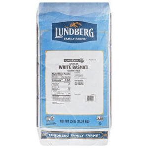Lundberg Family Farms Gourmet Rice Organic White Basmati American 25LB Og2 [UNFI #228668] [ebt]