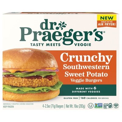 Dr Praegers Veggie Burgers Crunchy Southwestern Sweet Potato 6/10 OZ [UNFI #3006962] [ebt]
