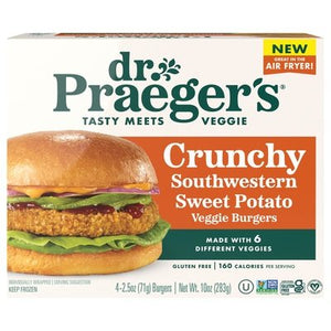Dr Praegers Veggie Burgers Crunchy Southwestern Sweet Potato 6/10 OZ [UNFI #3006962] [ebt]