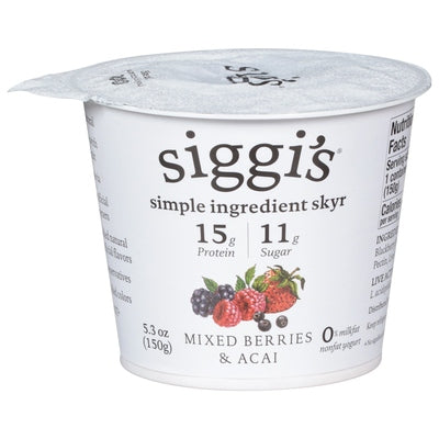 Siggis Yogurt Nonfat Mixed Berries & Acai 12/5.3 oz [UNFI #0695650 ] [ebt]