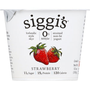 Siggis Yogurt Strawberry Nonfat 0% Milkfat 12/5.3 oz [UNFI #0613406 ] [ebt]
