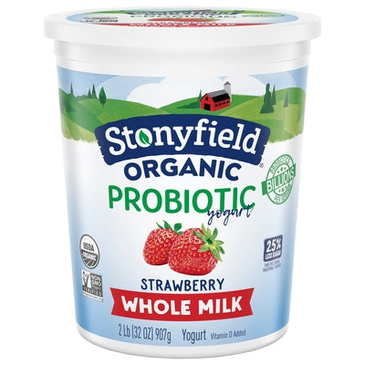 Stonyfield Yogurt Whole Milk Organic Probiotic Strawberry Og2 6/32 oz [UNFI #2295780 ] [ebt]