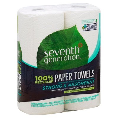 Seventh Generation Paper Towels Big Rolls Right-Size 2-Ply 12/2/140SHT [UNFI #624726] T