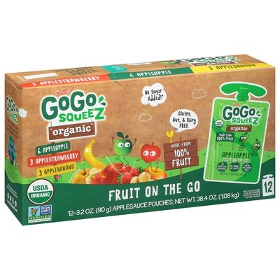 Gogo Squeez Applesauce Organic Assorted Og1 6/12/3.2OZ [UNFI #1645233] [ebt]