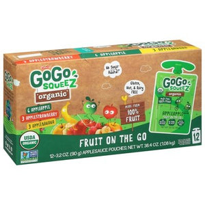 Gogo Squeez Applesauce Organic Assorted Og1 6/12/3.2OZ [UNFI #1645233] [ebt]