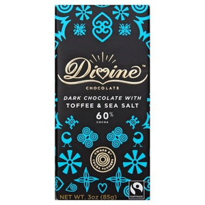 Divine Chocolate Dark Chocolate With Toffee & Sea Salt 60% Cocoa 12/3 OZ [UNFI-CARLISLE #2398717] [ebt]