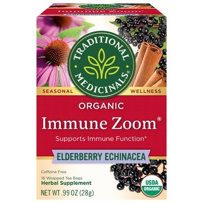 Traditional Medicinals Herbal Supplement Organic Immune Zoom Elderberry Echinacea Tea Bags Og2 6/16 BAG [UNFI #2819720] [ebt]