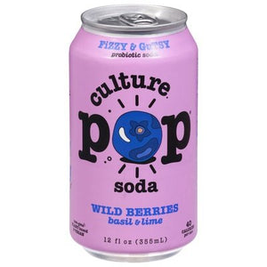 Culture Pop Soda Probiotic Soda Wild Berries Basil & Lime 12/12 OZ [UNFI #2820884] [ebt] T