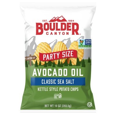 Boulder Canyon Potato Chips Avocado Oil Classic Sea Salt Party Size 12/10 OZ [UNFI #2340248] [ebt]