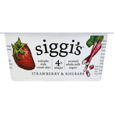 Siggis Yogurt Strawberry Rhubarb Whole Milk 12/4.4 oz [UNFI #1693894 ] [ebt]