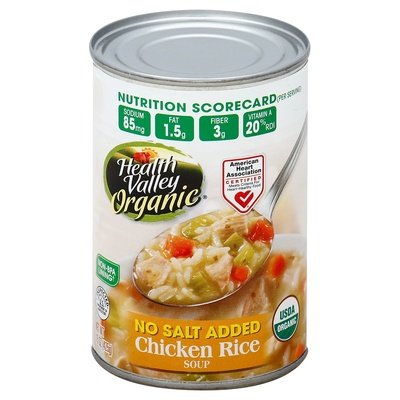 Health Valley Soup No Salt Added Chicken Rice Og2 12/15 OZ [UNFI #138404] [ebt]