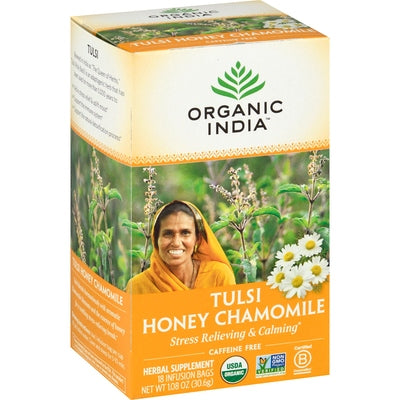 Organic India Herbal Supplement Caffeine Free Tulsi Honey Chamomile Infusion Bags Og2 6/18 BAG [UNFI #0125484 ] [ebt]