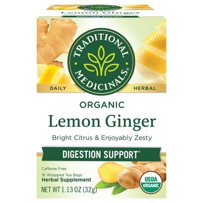 Traditional Medicinals Herbal Supplement Organic Lemon Ginger Tea Bags Og2 6/16 BAG [UNFI #2560753] [ebt]