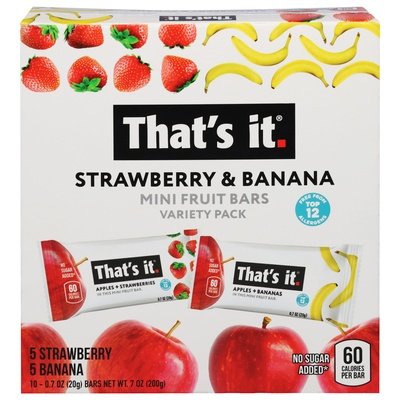 Thats It Fruit Bars Mini Strawberry & Banana Variety Pack 6/10/.7 OZ [UNFI #2970283] [ebt]