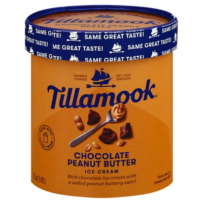 Tillamook Ice Cream Chocolate Peanut Butter 6/1.5 QT [UNFI #2686087 ] [ebt]