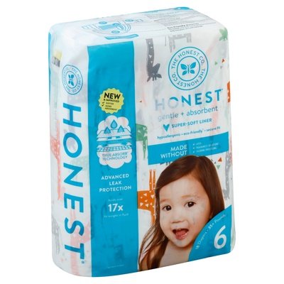 The Honest Co Diapers Size 6 (35+ Pounds) Multicolored Giraffes 1/18 CT [UNFI-CARLISLE #2452720] T